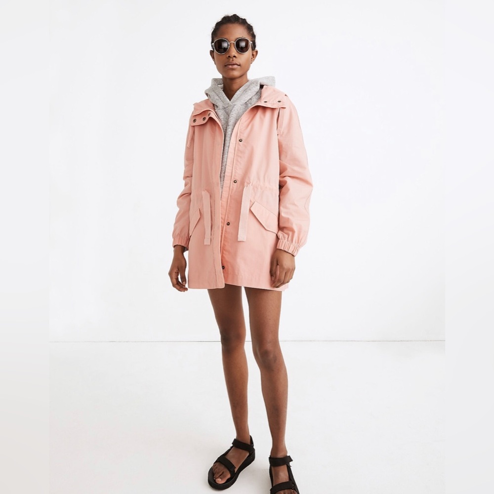 Madewell Water-Resistant Waxed Ripstop Skycloud Raincoat in Pink